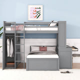 Loft Bed With A Twin Size Standalone Bed, Shelves, Desk, And Wardrobe - Furniture Home Direct