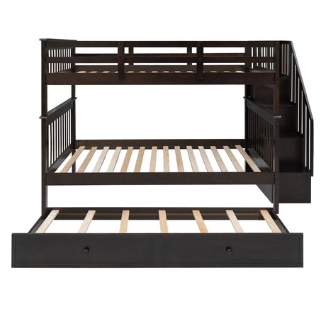 Stairway Bunk Bed With Storage And Guard Rail For Bedroom - Furniture Home Direct