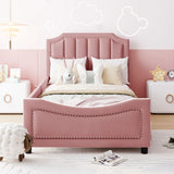 Upholstered Daybed With Classic Stripe Shaped Headboard - Furniture Home Direct