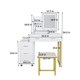 Elegant Makeup Vanity With Led Lights & Power Outlet - White - Furniture Home Direct