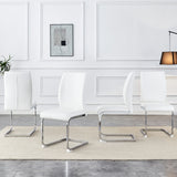 Dining Chairs Set Modern PU Upholstered Chrome White - Furniture Home Direct