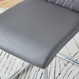 Dining Chair Set Modern Faux Leather With Chrome Base Gray - Furniture Home Direct