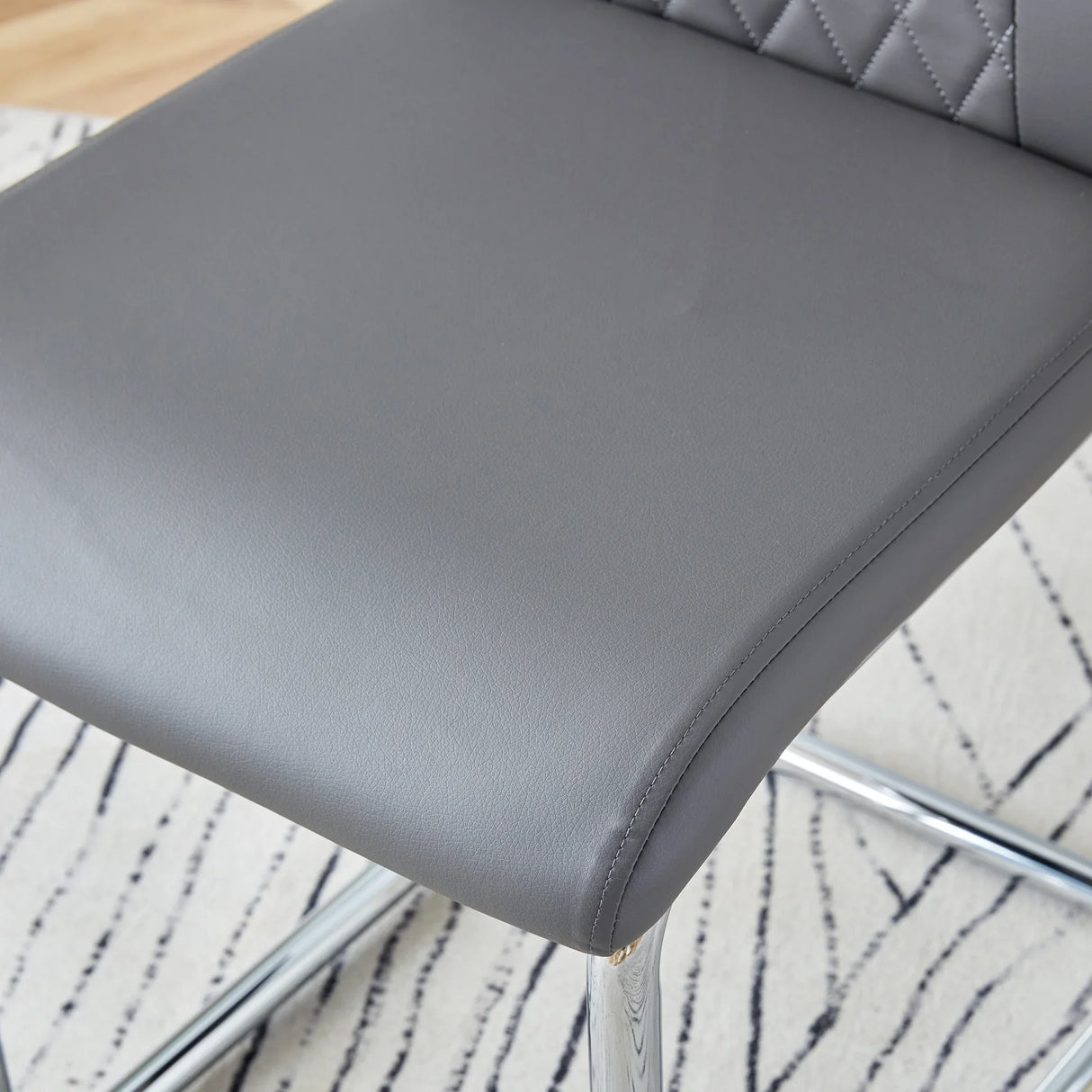 Dining Chairs Modern Faux Leather With Chrome Legs Gray - Furniture Home Direct
