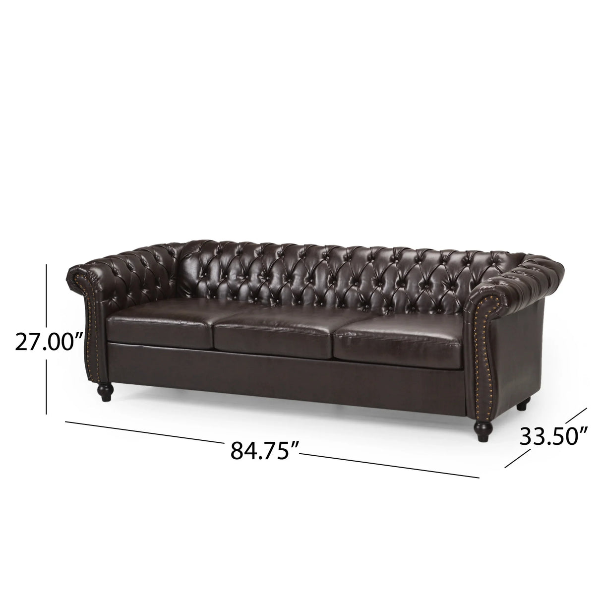 3 Seater Sofa -Brown - Furniture Home Direct