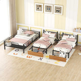 Full Over Twin-Twin Triple Bunk Bed With Drawers And Staircase - Black - Furniture Home Direct