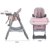 Adjustable Baby High Chair 0-6 Years, Portable Infant Feeding Seat With Safety Belt, Silent Lockable Wheels - Furniture Home Direct