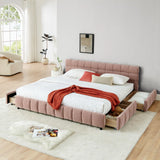 Modern Platform Bed Frame With Thick Chenille Fabric - Furniture Home Direct