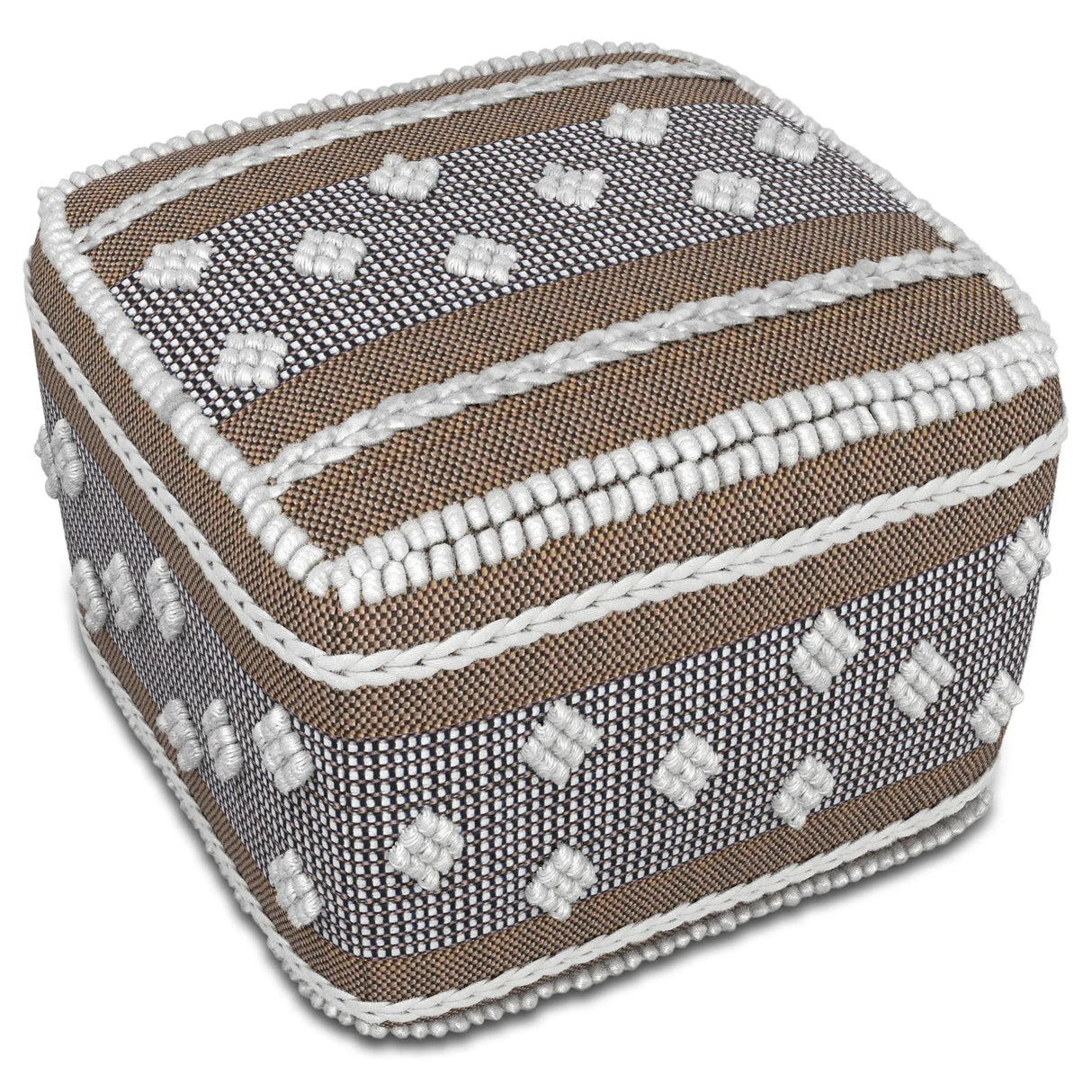 Mapleton - Outdoor / Indoor Pouf - Beige Gray / White - Furniture Home Direct