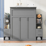 Murphy Wall Bed With Shelves, Drawers And LED Lights - Furniture Home Direct
