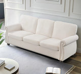 Soft Sofa, Upholstered 3 Seater Couch With High Density Foam, Loose Back Cushions And Turned Legs - Furniture Home Direct
