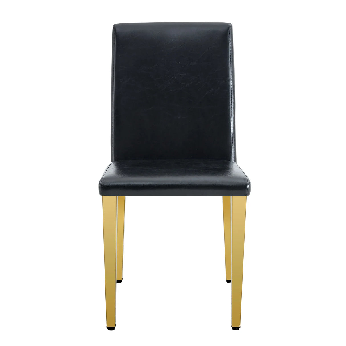 Dining Chairs Four Modern PU Leather Gold Legs Black - Furniture Home Direct