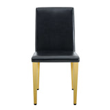 Dining Chairs Four Modern PU Leather Gold Legs Black - Furniture Home Direct