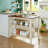 Kitchen Island Set With Stools 45 Inch Top Walnut Off White - Furniture Home Direct