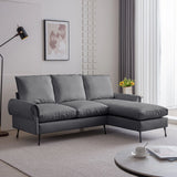 Modern Sectional Technical Leather L-Shaped Sofa Couch With Reversible Chaise Lounge - Furniture Home Direct