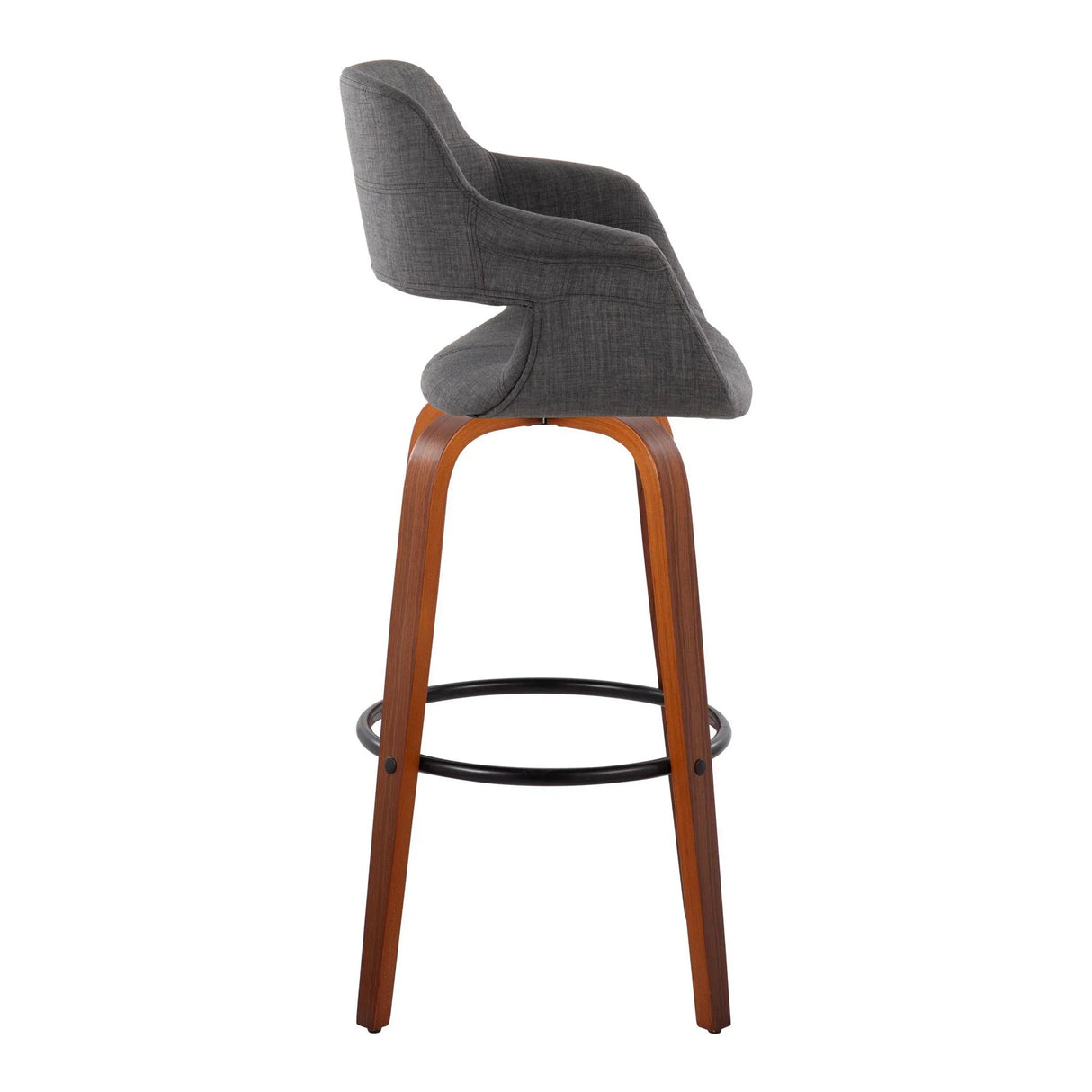 Vintage Flair - Mid Century Modern Fixed Height Barstool With Swivel With Round Footrest (Set of 2) - Furniture Home Direct