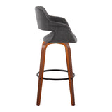 Vintage Flair - Mid Century Modern Fixed Height Barstool With Swivel With Round Footrest (Set of 2) - Furniture Home Direct