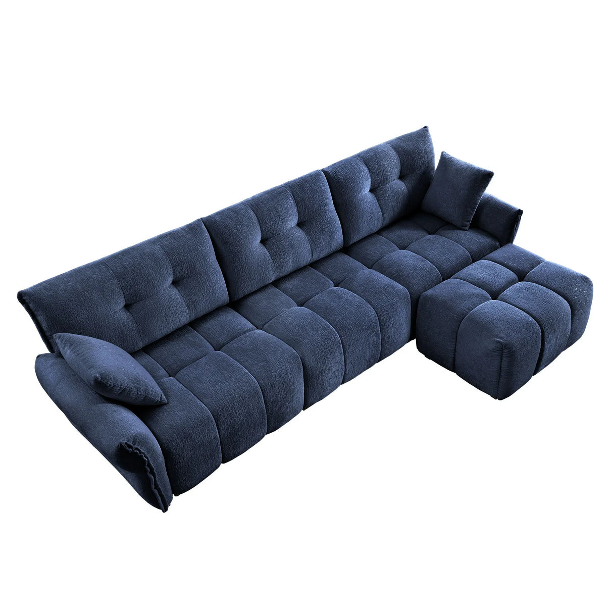 Sofa Set With Ottoman And Pillows, Textured, High Resilience Cushions - Furniture Home Direct