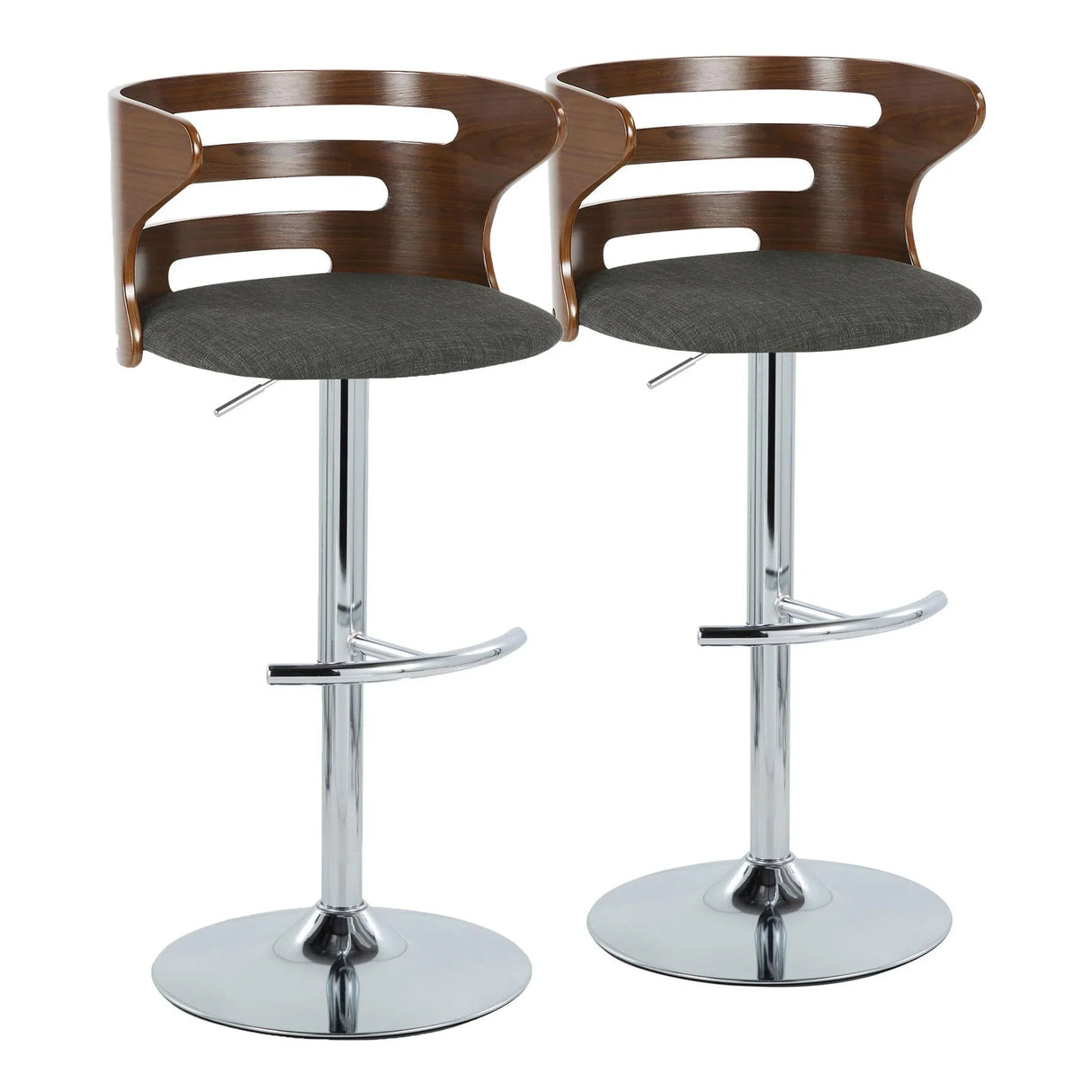 Cosi - Mid Century Modern Adjustable Barstool With Swivel & Rounded T Footrest (Set of 2) - Furniture Home Direct
