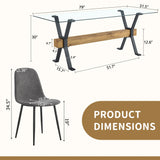 Dining Set Glass Table with Dark Gray Chairs Charcoal - Furniture Home Direct