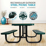 Outdoor Steel Picnic Rectangular Table With Umbrella Pole - Furniture Home Direct