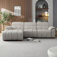 Genuine Leather Power Reclining Sectional - Light Gray - Furniture Home Direct