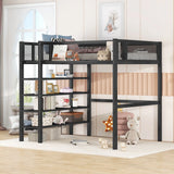 Loft Bed With 4 Tier Shelves And Storage - Furniture Home Direct