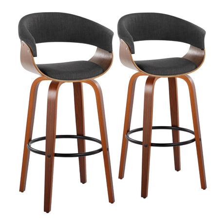 Vintage Mod - Mid Century Modern Fixed Height Barstool With Swivel & Round Footrest (Set of 2) - Furniture Home Direct
