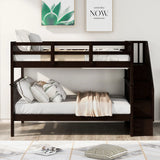 Stairway Bunk Bed With Storage And Guard Rail For Bedroom - Furniture Home Direct