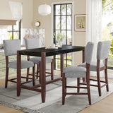 5 Piece Counter Height Dining Set, Bar Table With 4 Upholstered Chairs - Furniture Home Direct