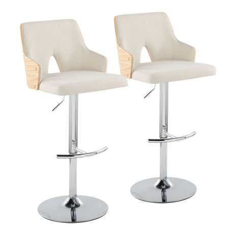 Stella - Contemporary Adjustable Barstool Stool With Swivel & Rounded T Footrest (Set of 2) - Furniture Home Direct