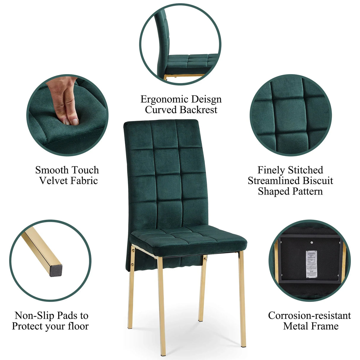 Velvet High Back Nordic Dining Chair Modern Chair With Golden Color Legs - Furniture Home Direct