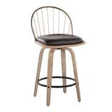 Riley - Farmhouse Fixed Height Counter Stool Round Footrest With Removable Cushion (Set of 2) - White Washed / Antique Copper / Brown - Furniture Home Direct