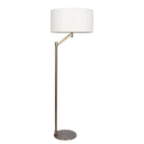 Serene - Floor Lamp With Rotary Switch Base Linen Shade - Brushed Nickel / White - Furniture Home Direct