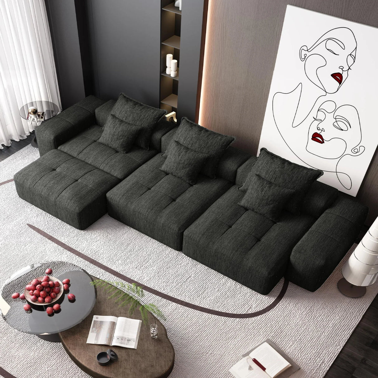 Modern Oversized Diy Combination Modular Sectional Sofa With Pillows - Furniture Home Direct