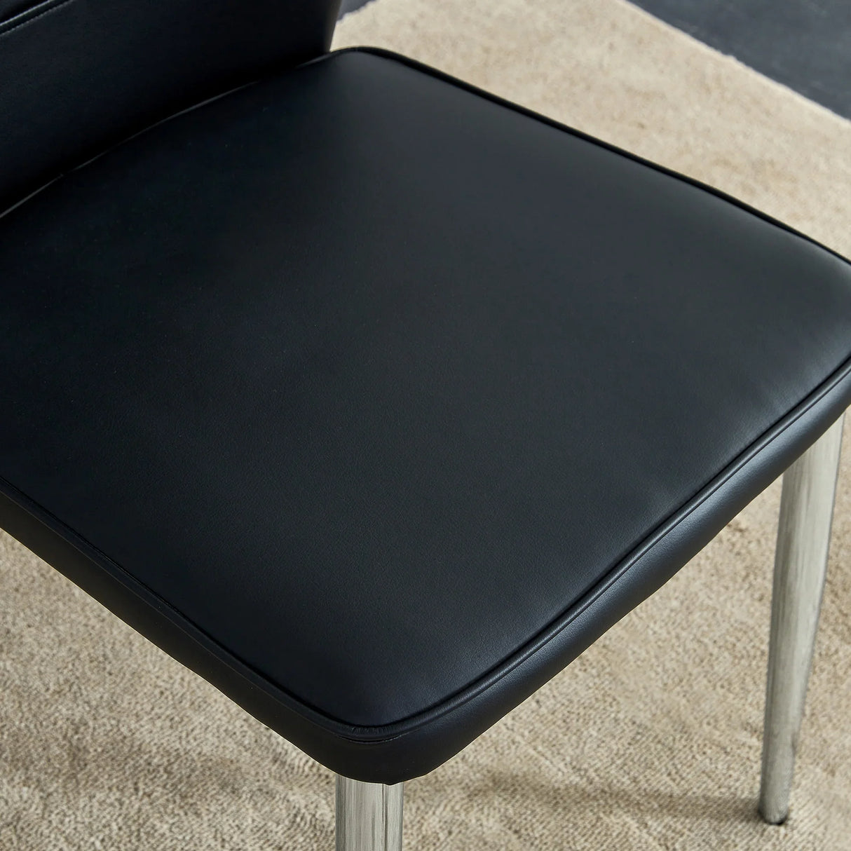 Dining Chairs with PU Upholstery and Metal Legs Black - Furniture Home Direct