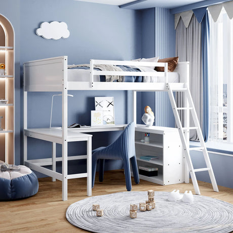 Loft Bed With Shelves With Desk - Furniture Home Direct