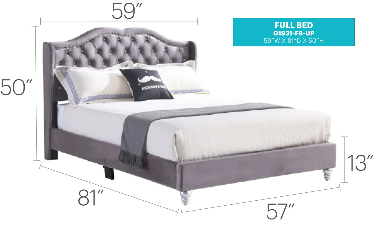 Upholstered Velvet Bed Transitional - Furniture Home Direct