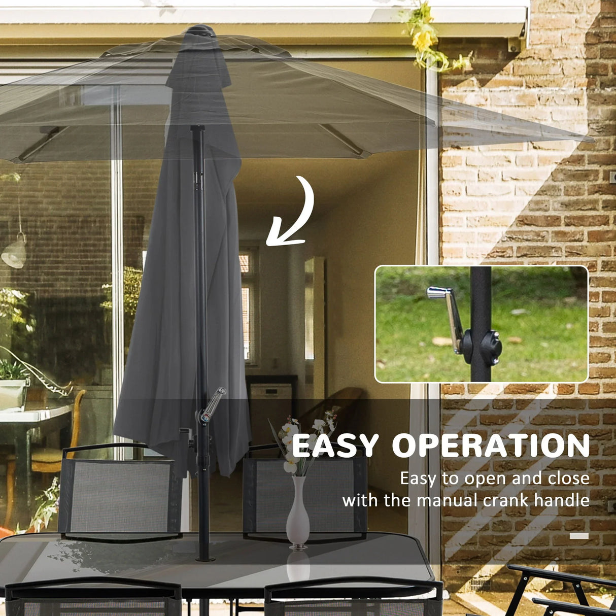 Outsunny - Patio Dining Set With Table Umbrella, Folding Chairs And Dining Table, Outdoor Patio Furniture Set - Furniture Home Direct