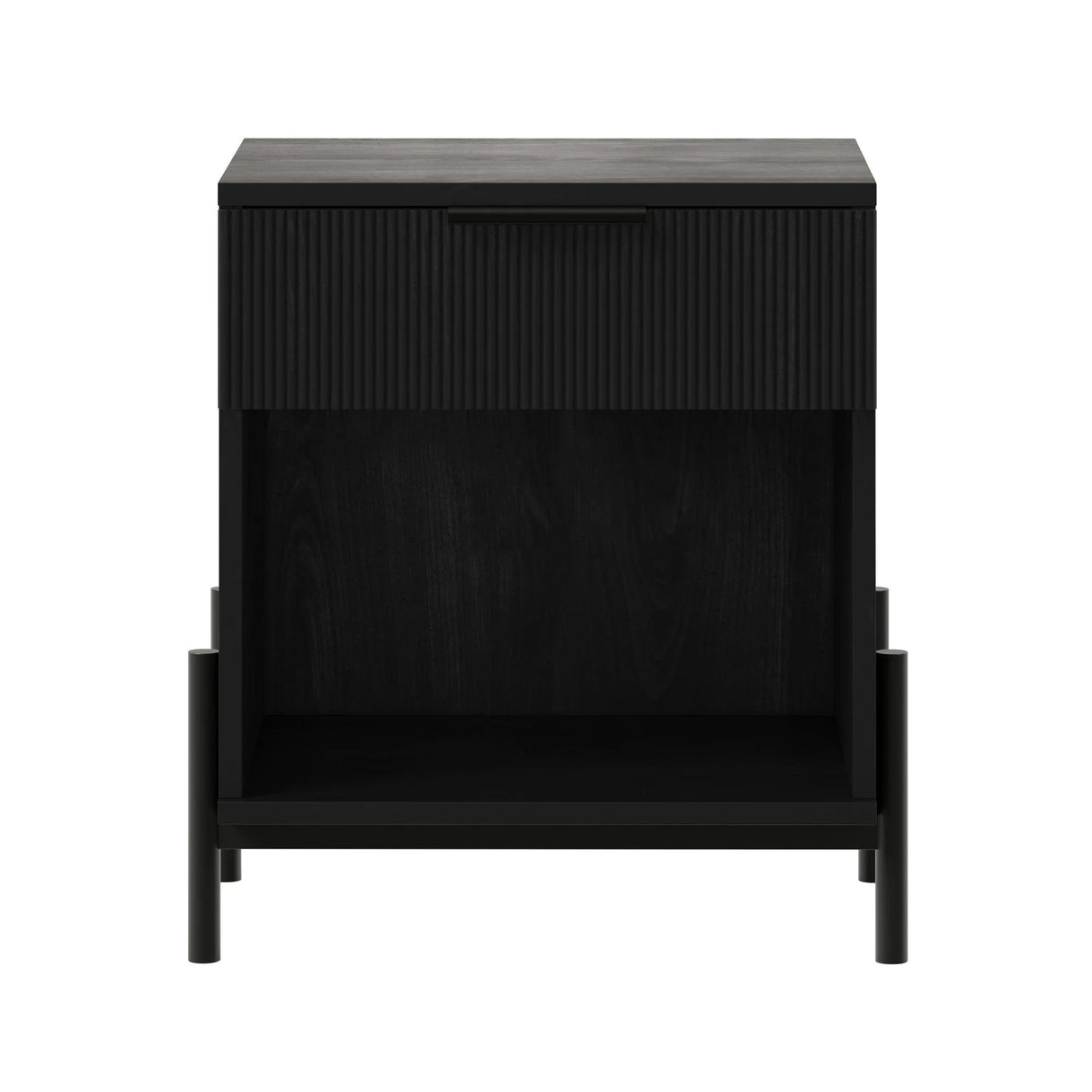 Modern Fluted Drawer Nightstand With Open Cubby Coastal - Furniture Home Direct