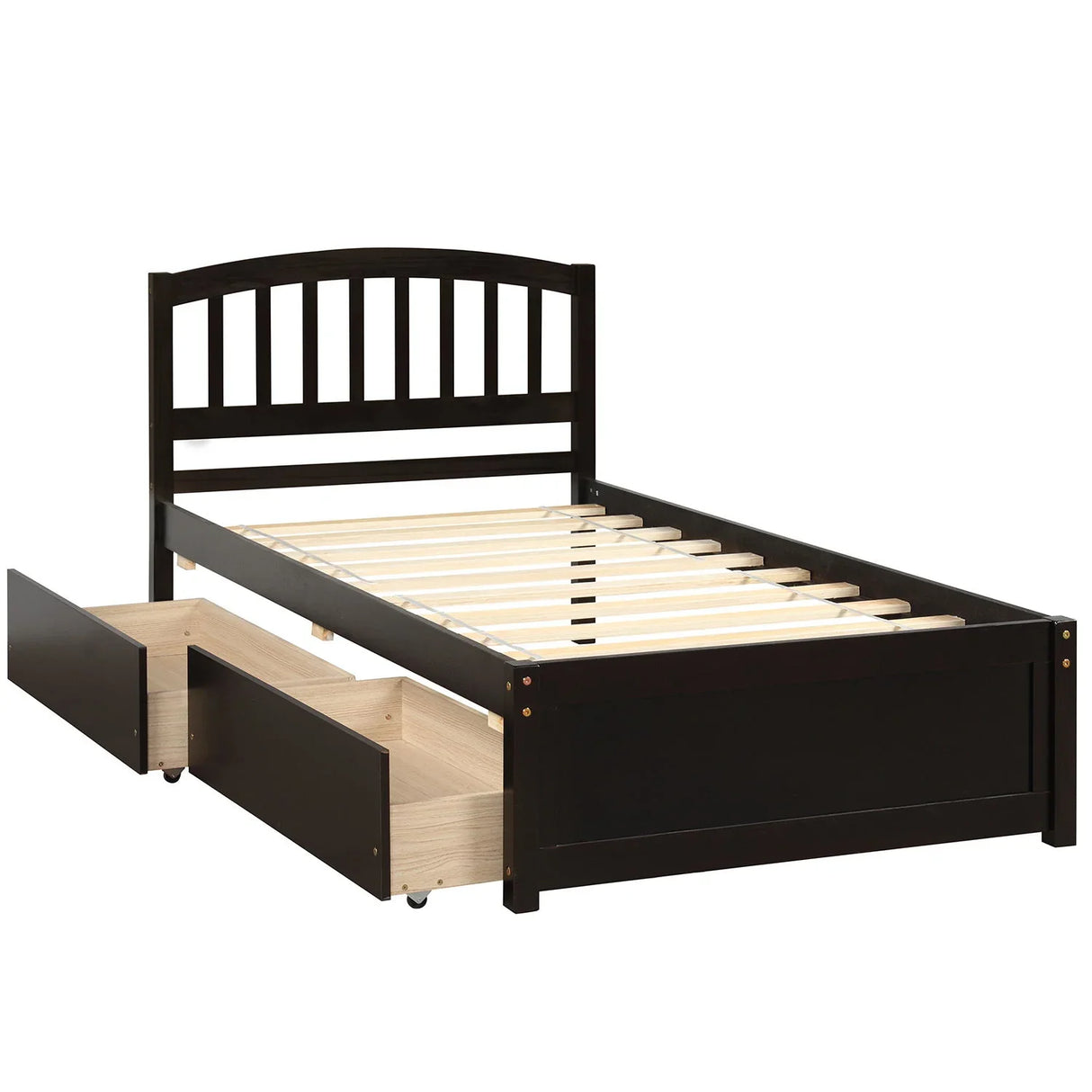 Platform Storage Bed Wood Bed Frame With Two Drawers And Headboard - Furniture Home Direct