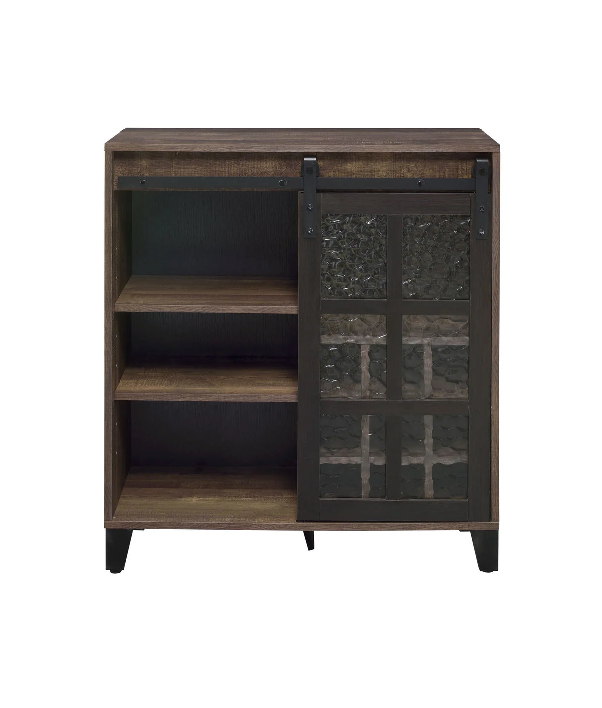 Treju Obscure - Glass, Rustic Wine Cabinet - Black / Oak - Furniture Home Direct