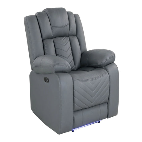 Raize - Power Recliner With LED Functionality - Gray - Furniture Home Direct