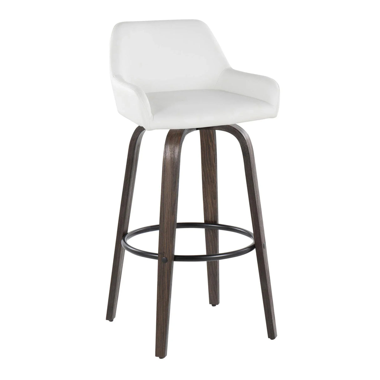 Daniella - Contemporary Fixed Height, Barstool With Swivel With Round Footrest (Set of 2) - Furniture Home Direct