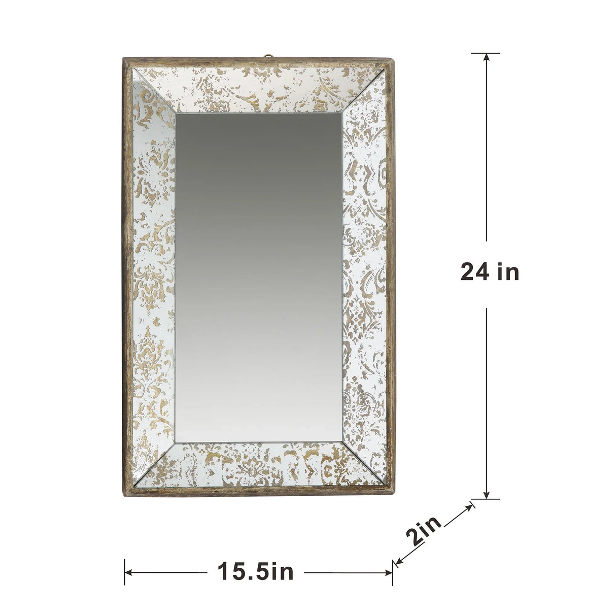 Antique Rectangle Mirror With Floral Accents, Mirrored Display Tray, Hanging Wall Mirror - Furniture Home Direct