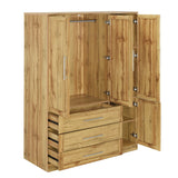 Wardrobe Armoire with Four Doors and Three Drawers Natural - Furniture Home Direct