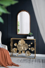 Console Table With Mirrored Glass Top, Modern Entryway Table For Living Room Foyer Entryway - Gold - Furniture Home Direct