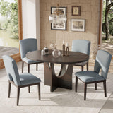 Topmax - 5 Piece Modern Extendable Round Dining Table Set With Removable Leaf For Small Places - Furniture Home Direct