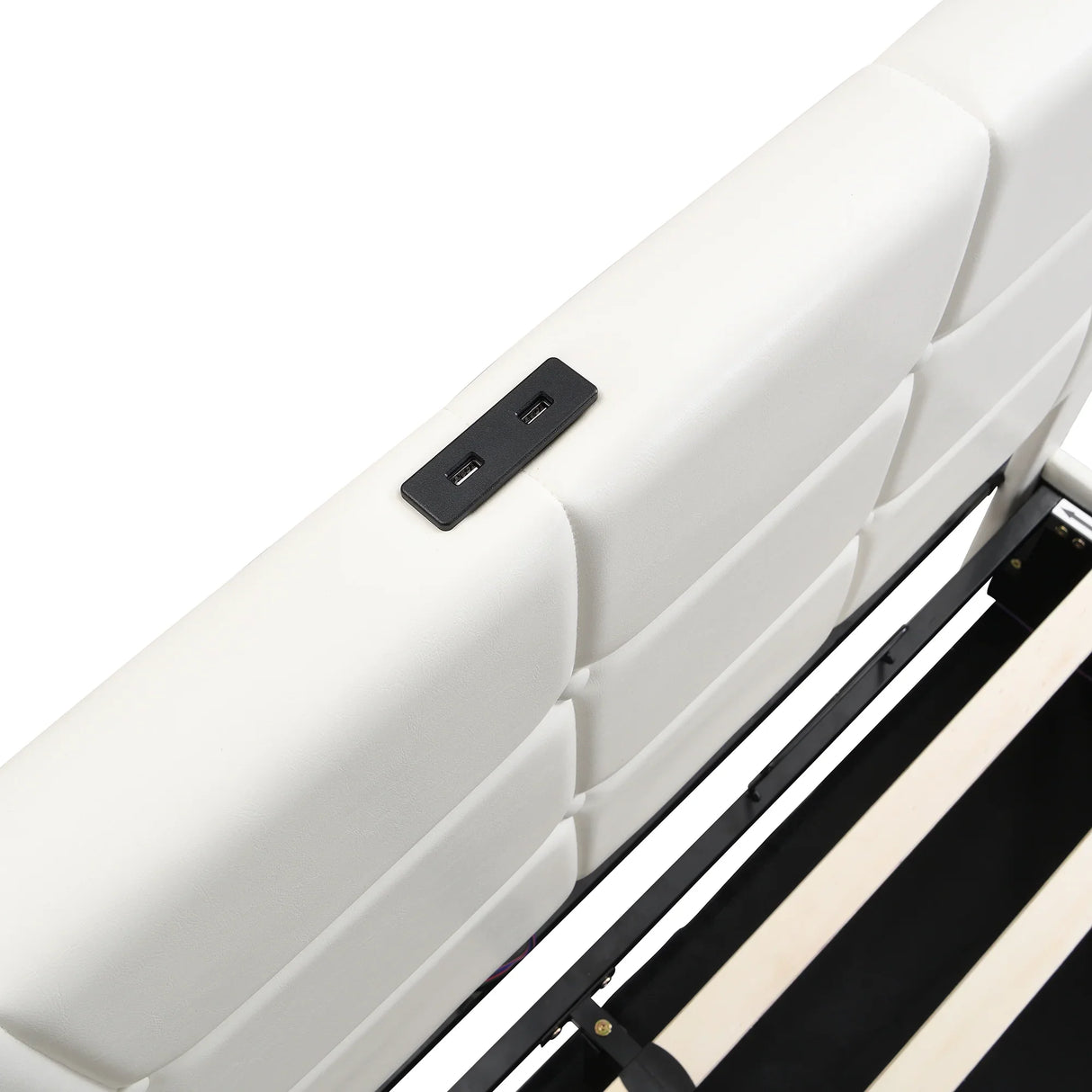 Storage Bed With LED Lights And Hydraulic Lift White - Furniture Home Direct