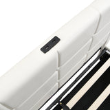 Storage Bed With LED Lights And Hydraulic Lift White - Furniture Home Direct