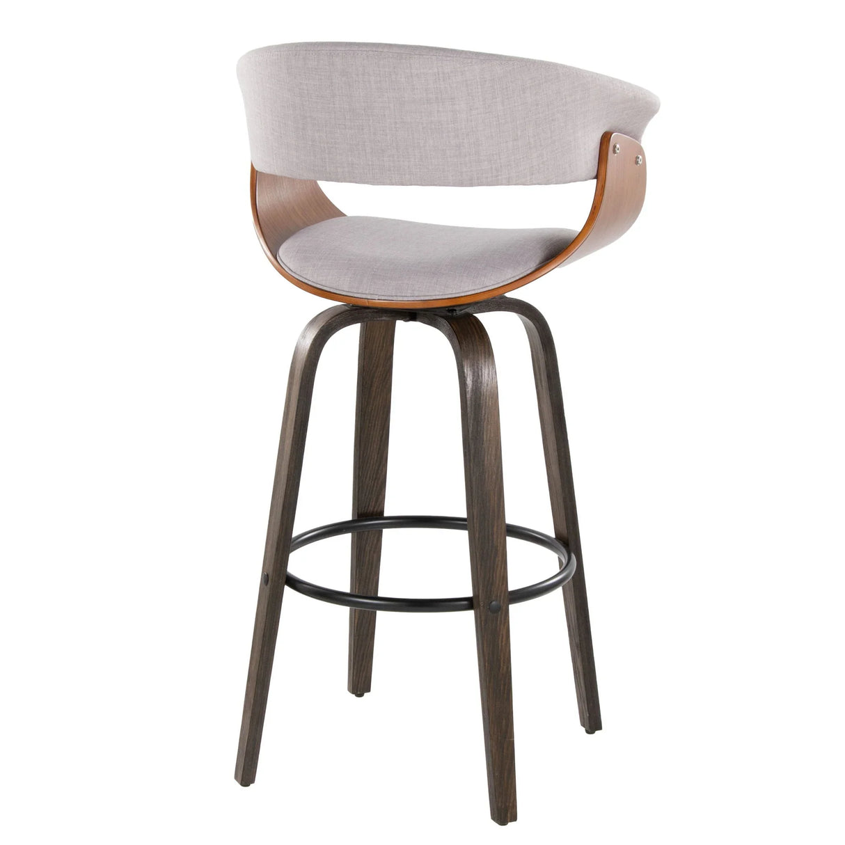 Vintage Mod - Mid Century Modern Fixed Height Barstool With Swivel & Round Footrest (Set of 2) - Furniture Home Direct